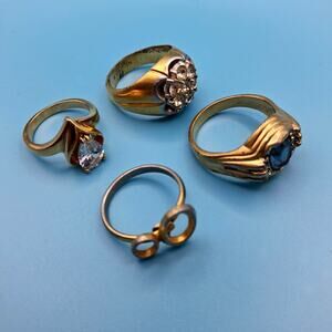 Vintage Gold Rings 4 Costume Fashion Jewelry Men Women Various SZS Stones Silver